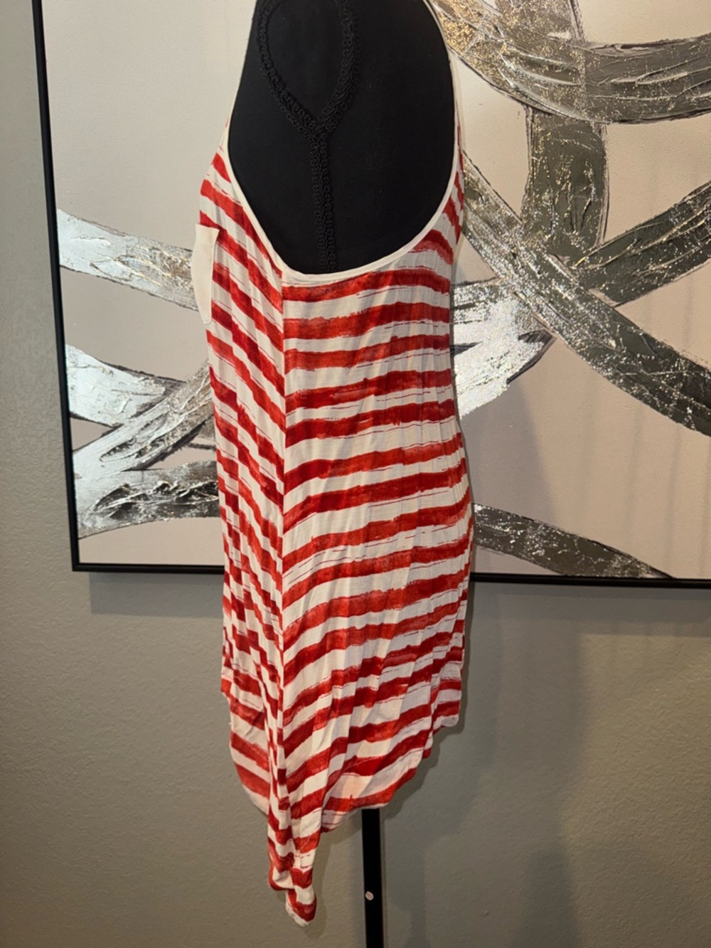 Naked Zebra Red and White Striped Sleeveless Top - Picture 4 of 5